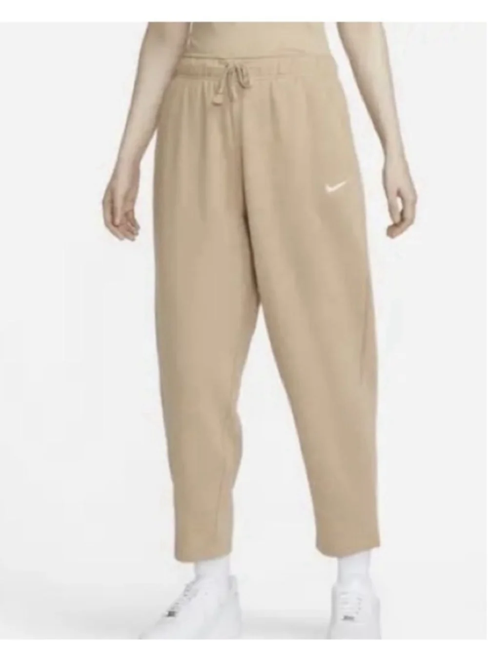 Nike Fleece High-Waisted Joggers Womens Sz XL Tan Ankle Sweatpant